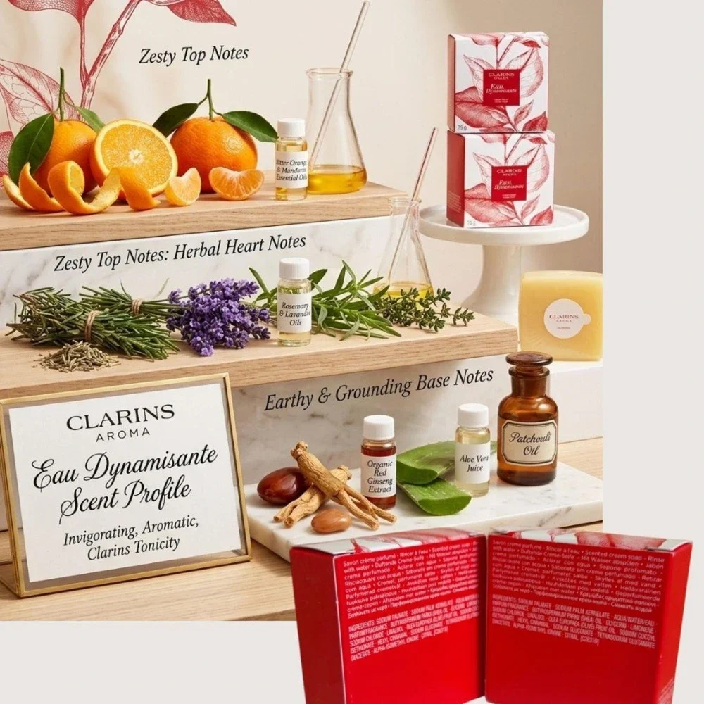 NEW CLARINS EAU‎ DYNAMISANTE CREAM SOAP BUNDLE DEADSTOCK